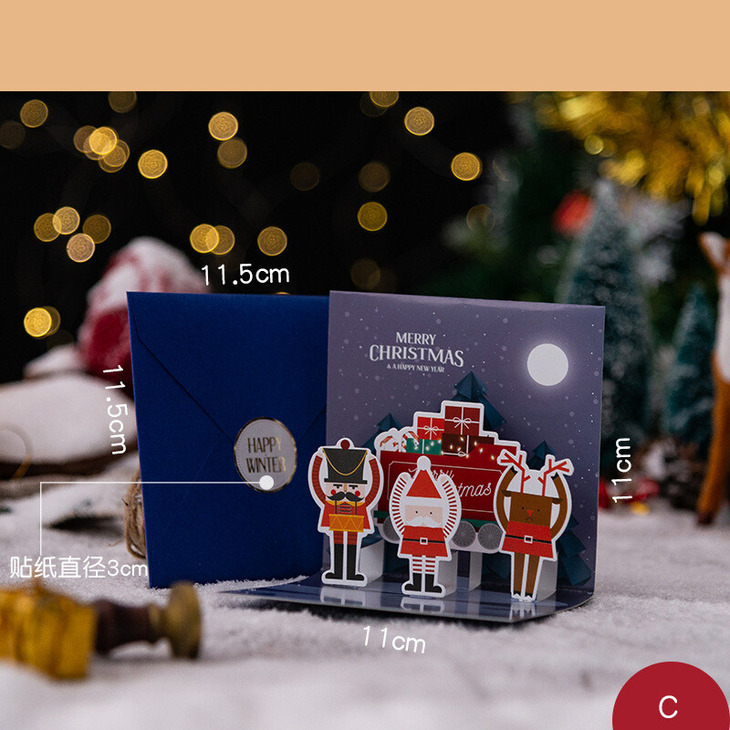 Merry Christmas Greeting Card with Envelope 3D Pop UP Santa Snowman Christmas Tree Friends Family Xmas Gifts Wishes Postcard