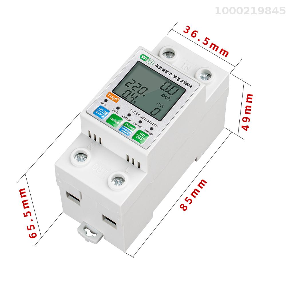 Cảm biến thông minh tuya wifi tự động thông minh rethua bảo vệ đa chức năng hiện tại điện áp giám sát Meter Màn hình LCD chuyển nguồn Meter bảo vệ giá trị settable Mobilephone ứng dụng điều khiển