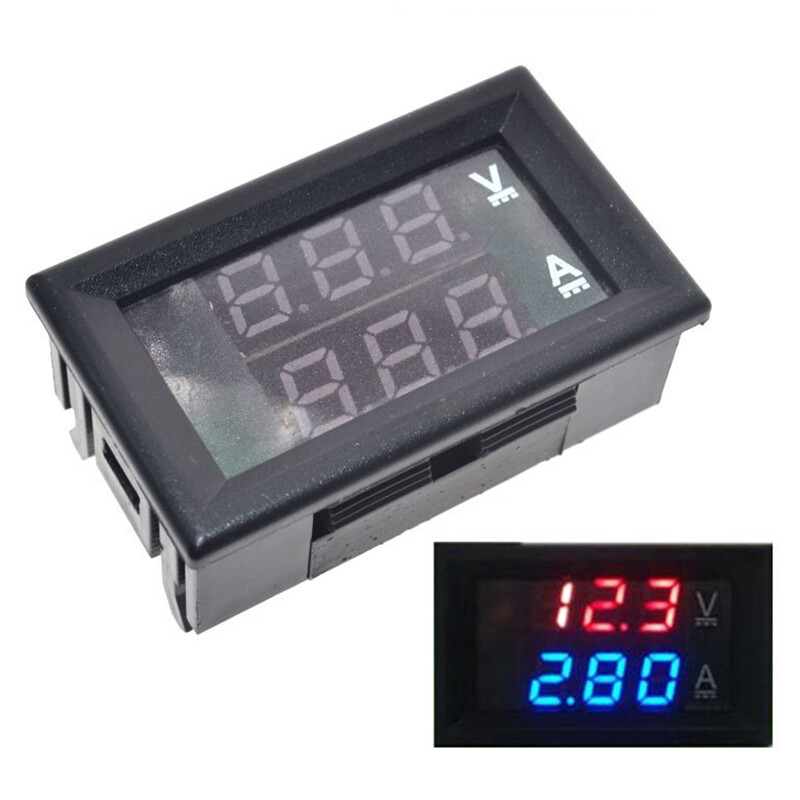 Vôn Kế DC 0-100V 10A 50A 100A LED Hiển Thị Thời Gian Kép Ampe Kế DC Vôn Kế Kỹ Thuật Số Ampe Kế
