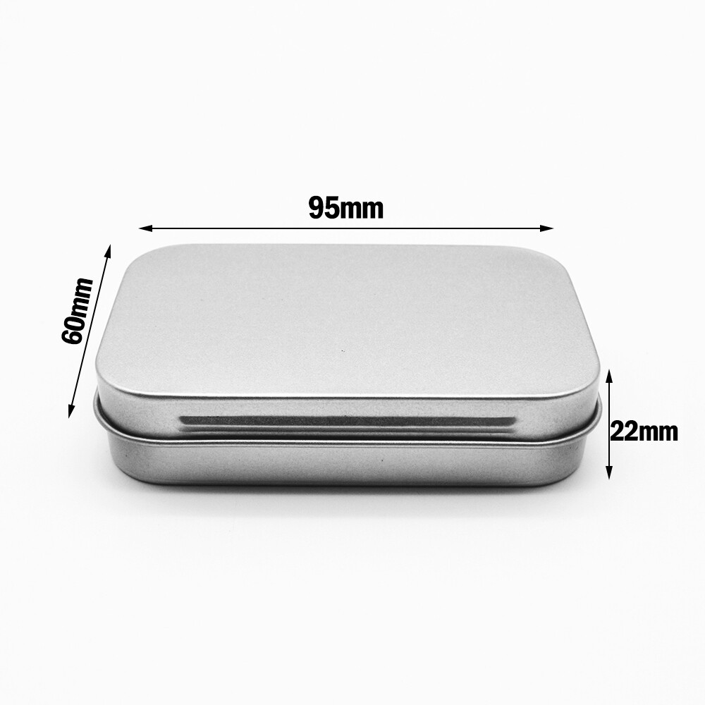 Loozykit 1pc Survival Kit Tin Small Empty Metal Tin Silver Black Flip Storage Box Case Organizer For Money Coin Candy Key Home Storage