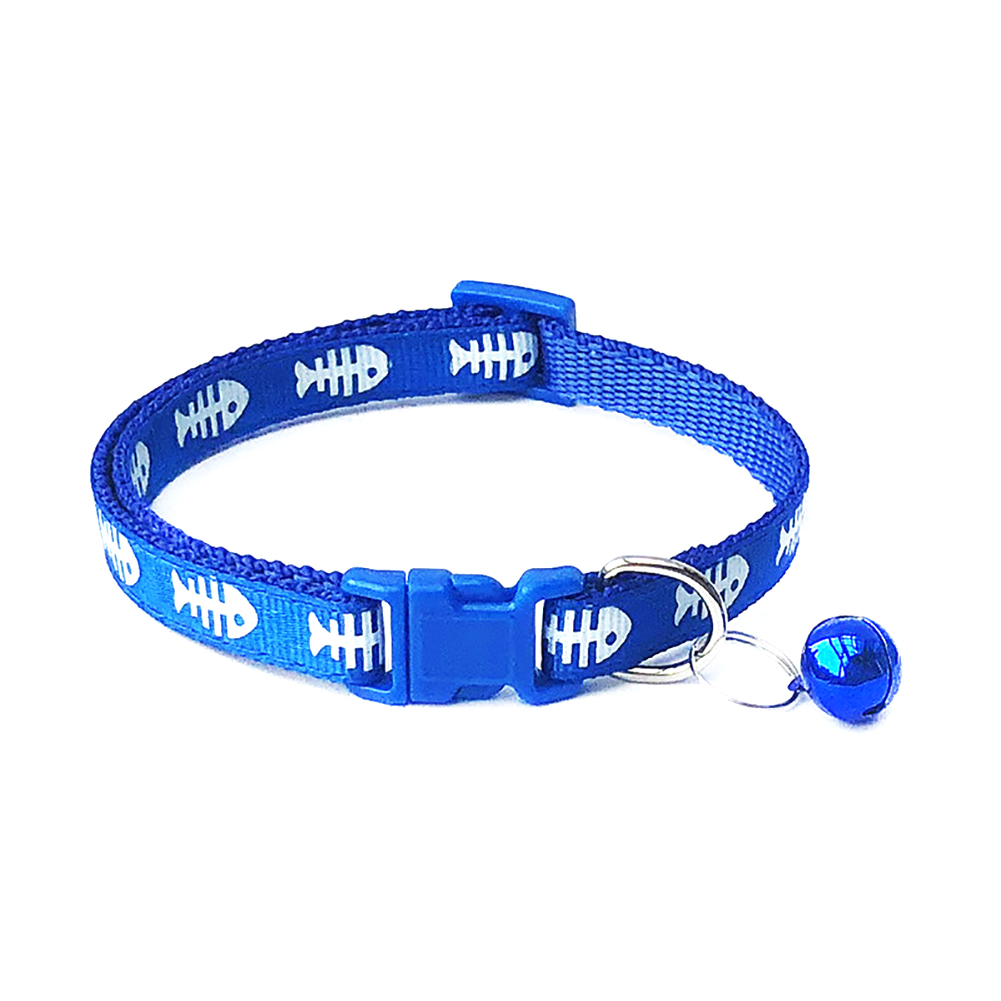 Xương Cá Dán Vải CHUÔNG REO Chó Mèo Cổ Áo Vật Nuôi Chó Mèo Cá In Hình Xương Chuông Khóa Vòng Cổ Điều Chỉnh Được Vòng Cổ Dây Đeo Cổ