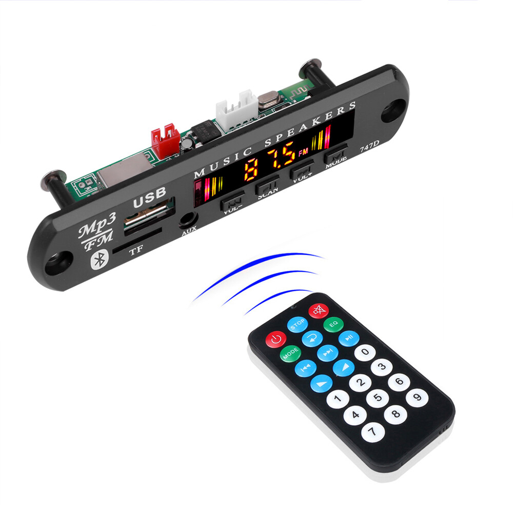 Kebidumei Wireless Bluetooth 5.0 Decoder Board with 30W Amplifier DC 5V 12V MP3 WMA Decoding Module Audio Player Support USB TF FM Radio Color Screen MP3 Player with Remote Control
