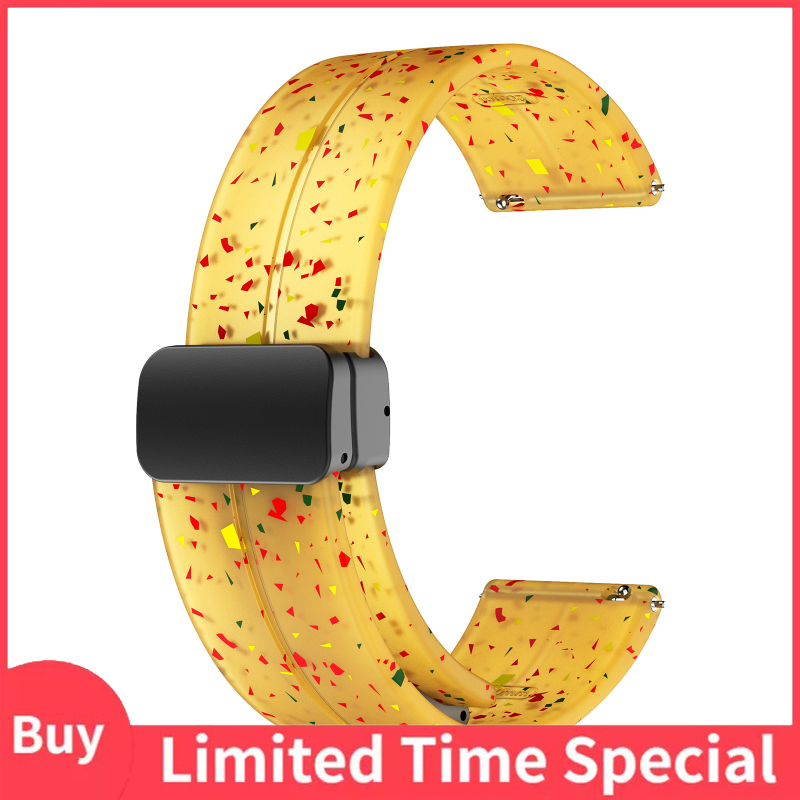 22mm/20mm Strap Watch Band Replacement Quick Release Magnetic Folding Buckle Universal Silicone Watch Strap