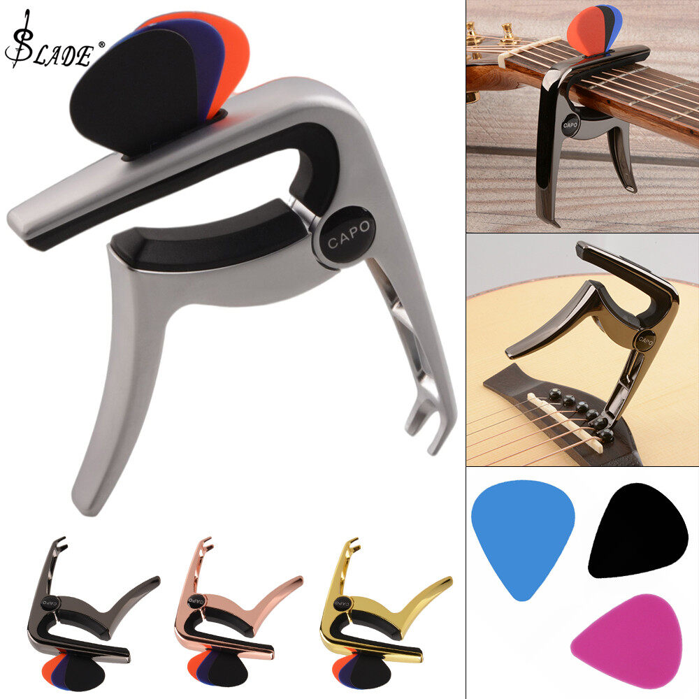 SLADE Zinc Alloy Metal Guitar Capo Pin Puller for Guitar Bass Ukulele Tuning with 3 Picks