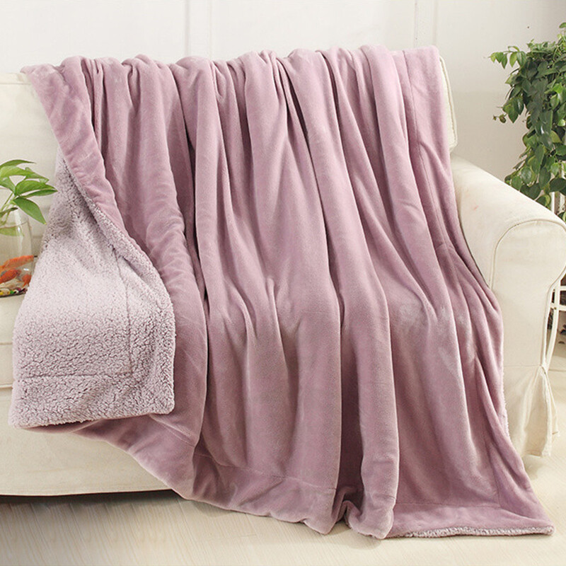 Foreign Trade Solid Color Macaron Autumn And Winter Double-Layer Blanket Thickened Fleece Lamb Wool Blanket Single Double Compound Blanket