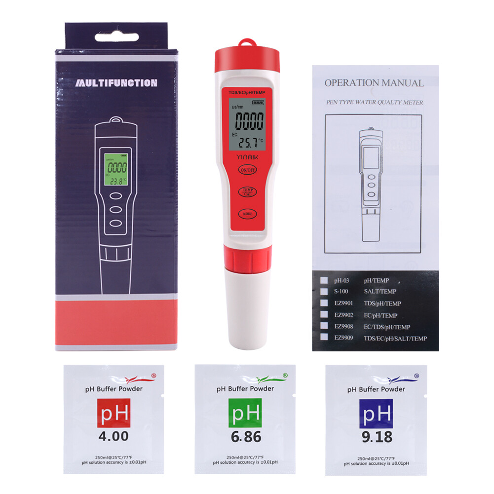 yieryi TDS Meter PH Meter Water Quality Tester with TDS PH EC Temperature 4 in 1 for Drinking Water