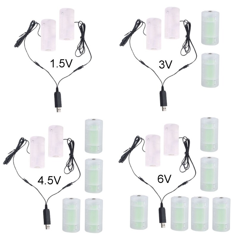 【Hàng mới】 Bộ 1 đến 2 bộ nguồn USB cho pin D thay thế 1-4 chiếc pin 1.5V D