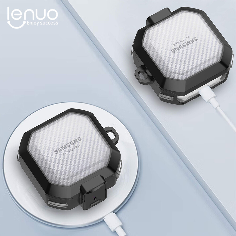 Lenuo Transparent Carbon Fibre Protective Case For Samsung Galaxy Buds Pro/Live 2 Soft Silicone Anti-Fall Earphone Case for Galaxy Buds 2 Pro Cover