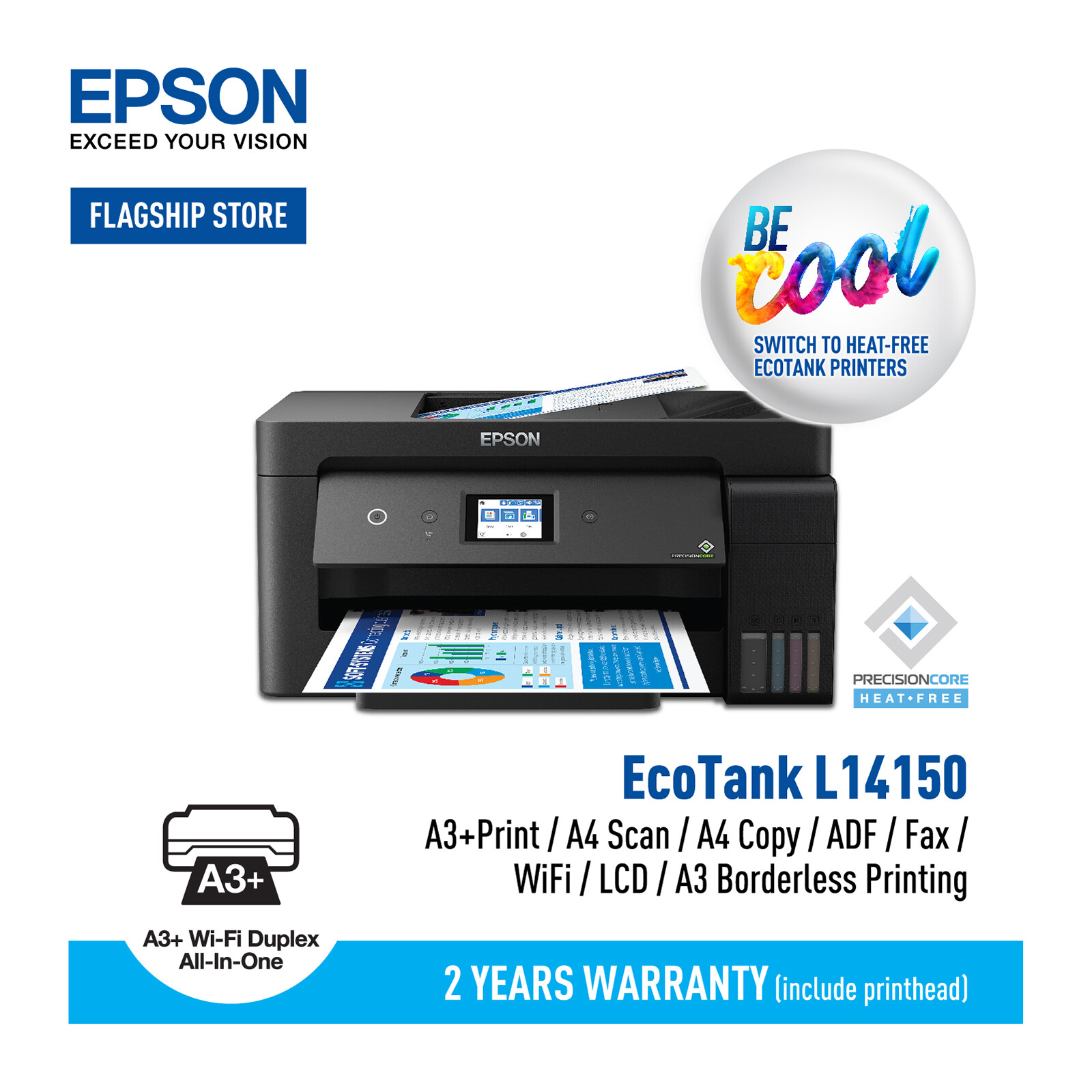 Epson EcoTank L14150 A4+ Wi-Fi Duplex Wide-Format All-in-One Ink Tank  Printer | Lazada