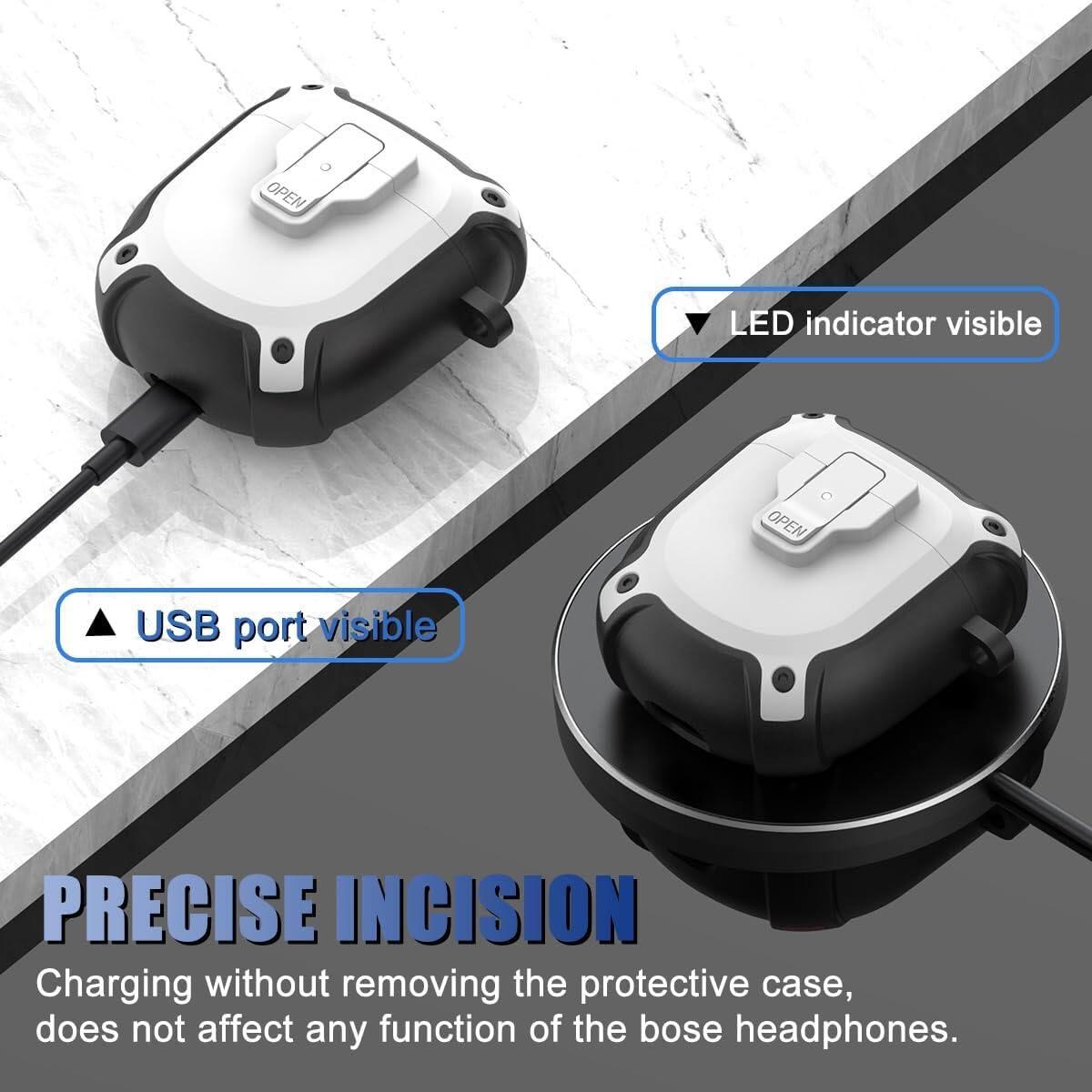 Headphone Case For Bose QuietComfort Earbuds 2 Bluetooth Wireless Earbuds Case Split Switch DesignCompatible with Bose QuietComfort Earbuds 2 Earphone Accessories