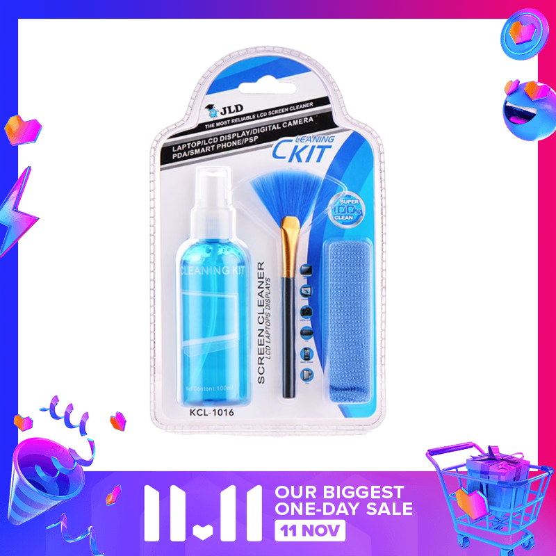 3 Pcs/Set Screen Cleaner Solution for Laptop/Phone/ iPad/Eyeglass Cleaner Includes Spray + Brush + Cleaning Cloth