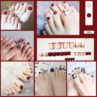 SUAKE 24 Cái bộ Toe Nails Với Keo Dán Báo Chí Trên Ngón Chân Móng Tay Full thumbnail