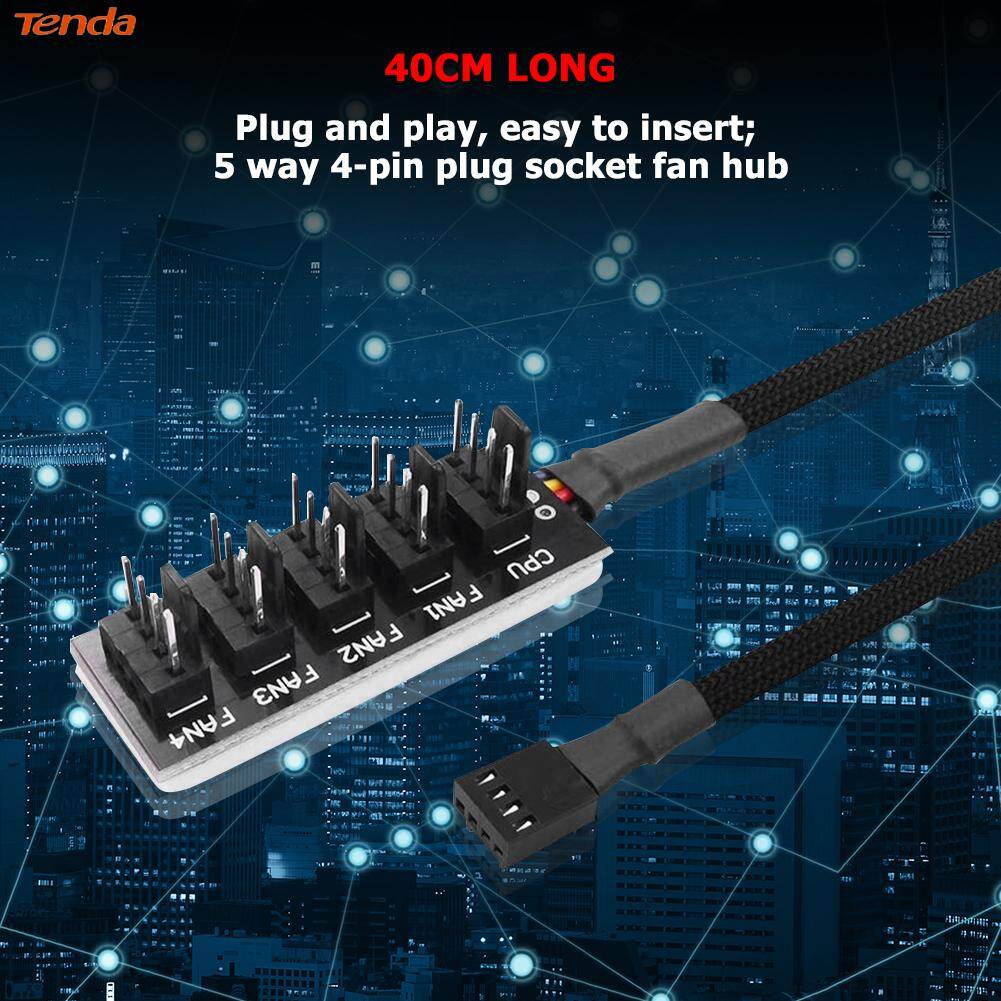 1 to 5 Way 4-Pin PWM CPU Cooler Fan PC Case Fan Sleeved Power Cable Hub Splitter Computer Components