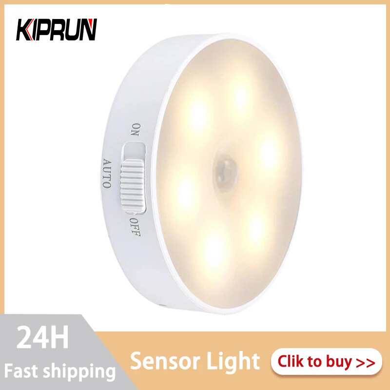 [Ready stock] KIPRUN Motion Sensor Lights, 6 LEDs PIR Motion Sensor Night Light Auto On/Off for Bedroom Bedroom Decor Light  Detector Wall Decor Lamp Staircase Closet Room Aisle Lighting