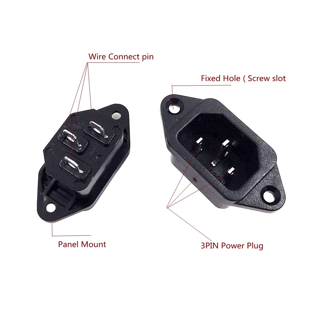 2 chiếc ổ cắm nguồn AC đầu vào IEC320 C14 ổ cắm màu đen + Vỏ bọc chống thấm nước cao su 10A 250V