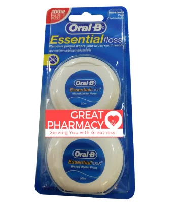 Oral-B Essential Floss Waxed Dental Floss 50m x2