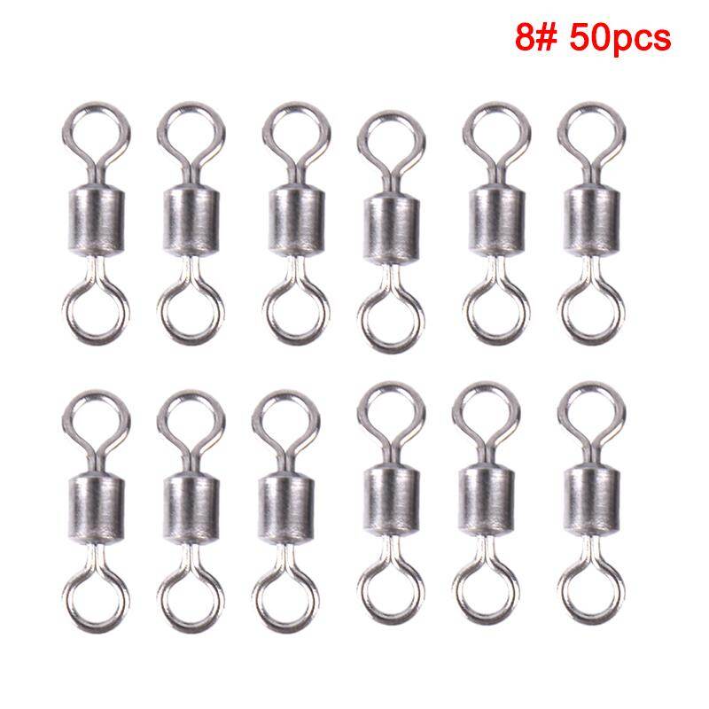 Extra Sweet 50PCS Fishing Barrel Bearing Rolling Swivel Solid Ring ...