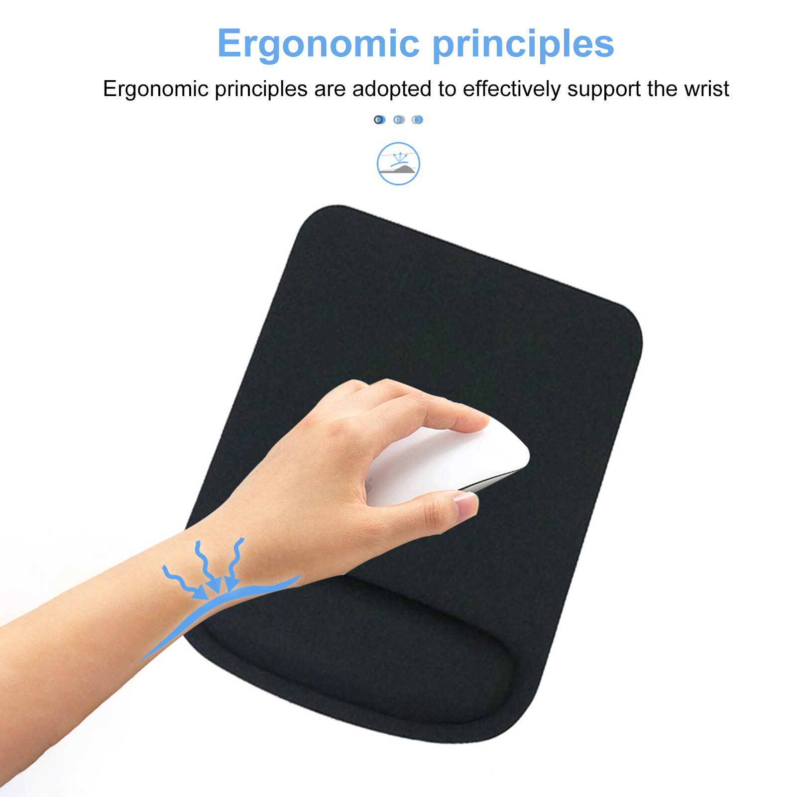 Mouse Pad Cushion with Wrist Rest Slow Rebound Square Ergonomic Mouse Mat for PC PC Mouse Pad