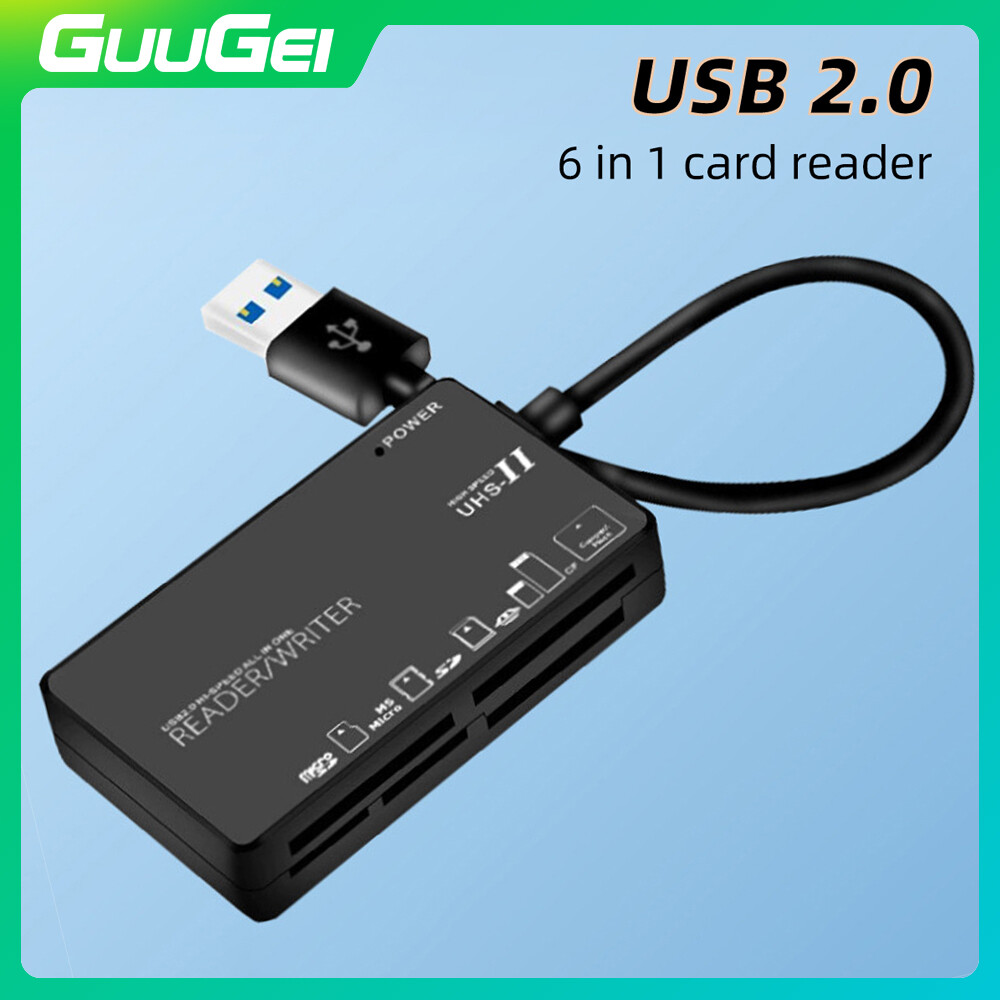 Guugei 6 trong 1 Usb2.0 Type-C đầu đọc thẻ đa năng CF M2 MS XD SD TF Sáu khe cắm thẻ máy ảnh hộp mật khẩu đầu đọc thẻ