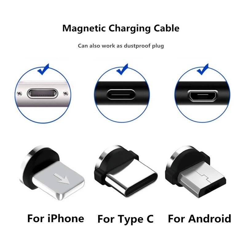 5PCS Magnetic Suction Adapter Mobile Phone Micro USB Type C Dust Plugs Magnetic Tips For Charger Connector