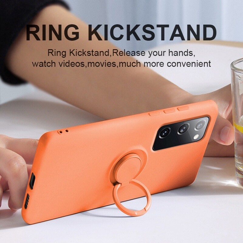 【Ready Stock】 Samsung Galaxy Note20 Note 20 10 Ultra Note10 Lite Plus Casing Ring Holder Stand Phone Case Soft Liquid Silicon Cover