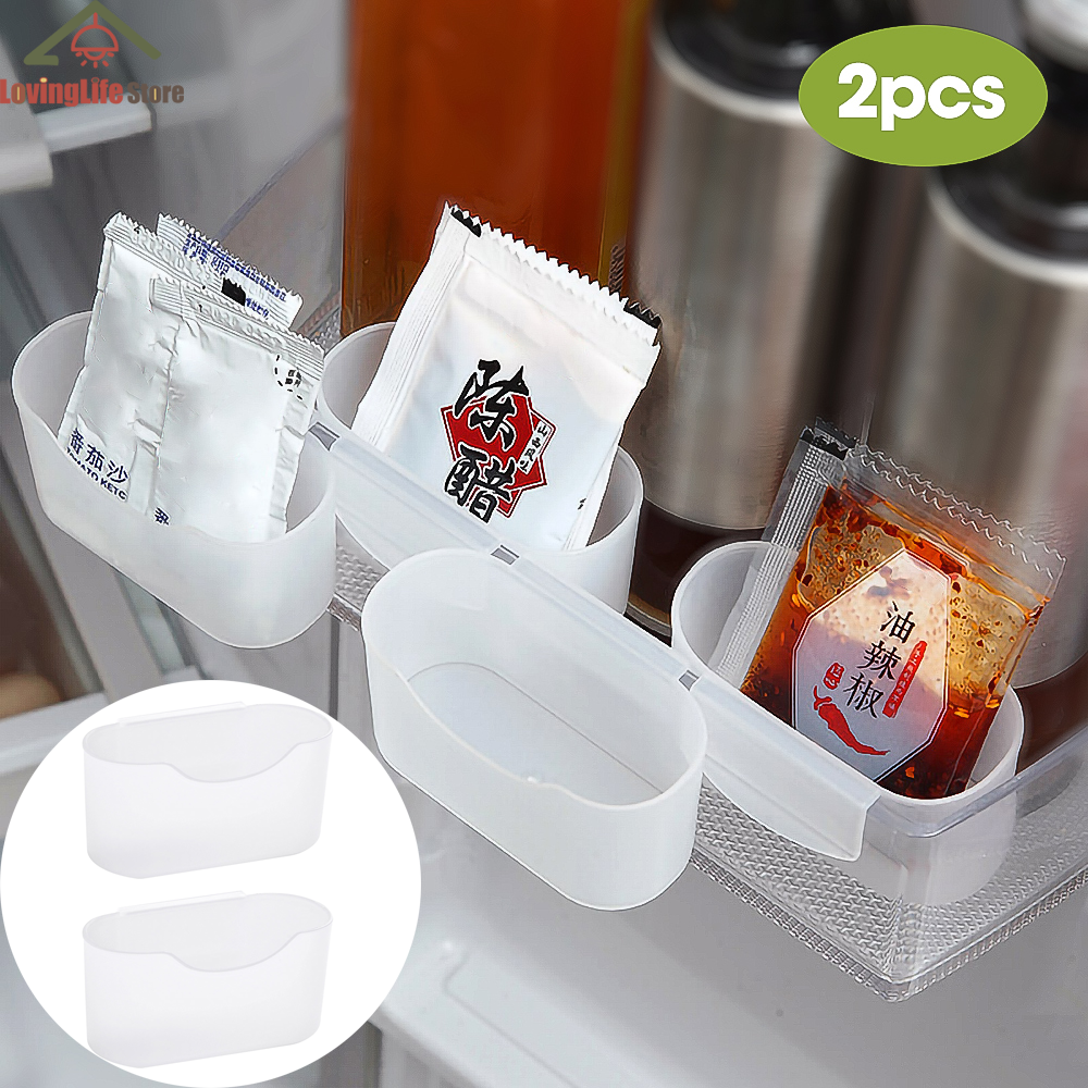 【LovingLife Store】2Pcs Kitchen Refrigerator Storage Box Plastic Mini Seasoning Bag Storage Gap Hanging Partition Storage Box For Home