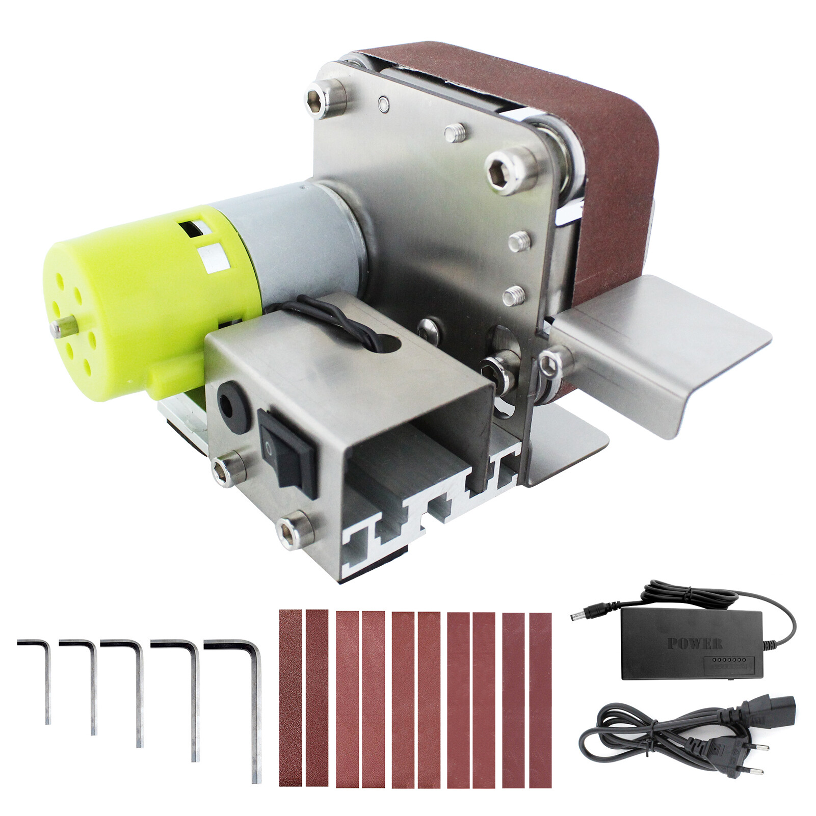 Smart Sensor Mini Belt Sander Electric Sanding Polishing Grinding Machine 7 Variable Speed with 10 Sanding Belts for Polishing Wood Acrylic Metal