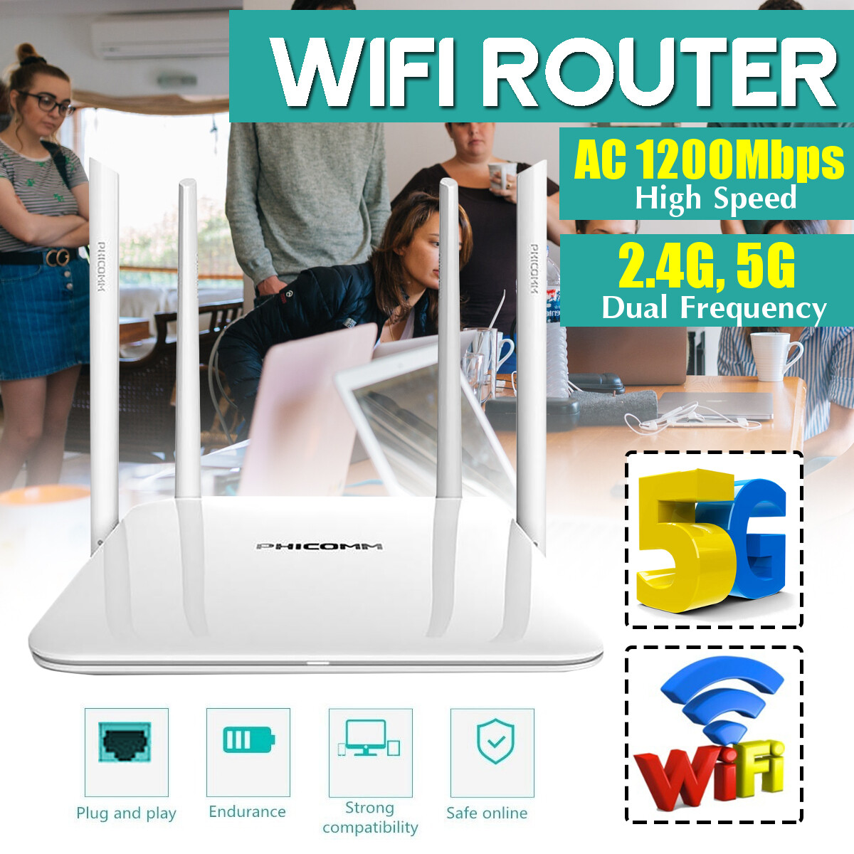 【Gigabit Wifi 1200 Mbps】 2.4G, 5G Bộ Định Tuyến Wi-Fi...