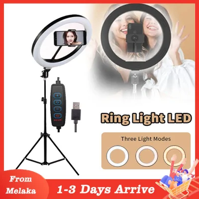 10" LED Ring Light Photography Lighting Selfie Lamp USB Dimmable With 210cm Tripod For Tiktok Youtube Photo Studio Makeup Video Live