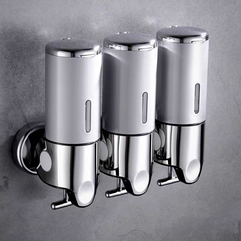 Wall Mounted Bathroom Shampoo Dispenser Double Liquid Soap Dispenser Holder Soap Head Shower Liquid Dispenser Container