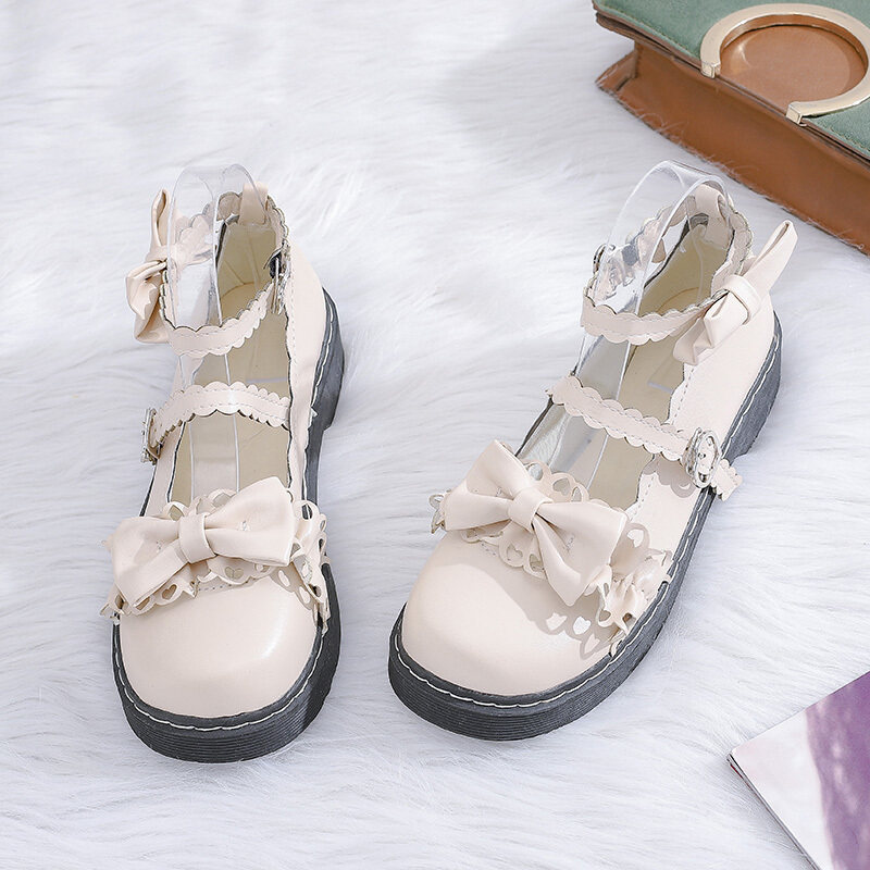 Giày Nữ SHOW, Giày Lolita Có Dây Buộc, Đầu Tròn Mùa Xuân Và Giày Da Cừu giá rẻ