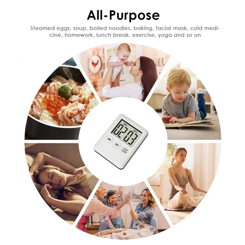 KIPRUN Kitchen Timer Digital Magnetic Cooking Baking LCD Count Down Up Loud Alarm Countdown Alarm Magnet Clock Sleep Clock For Kitchen