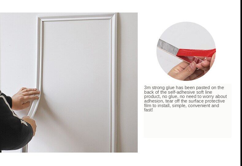 PVC Self-adhesive Decorative Soft Line, Ceiling Decorative Line, Mirror Frame, Plaster Line, Ceiling Line, TV Background Line, Background Wall Frame