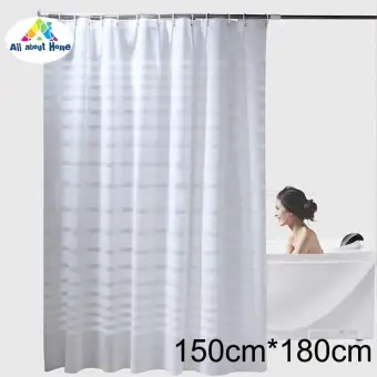 Abh White Stripe Waterproof Mildewproof Thicken Bathroom Curtain