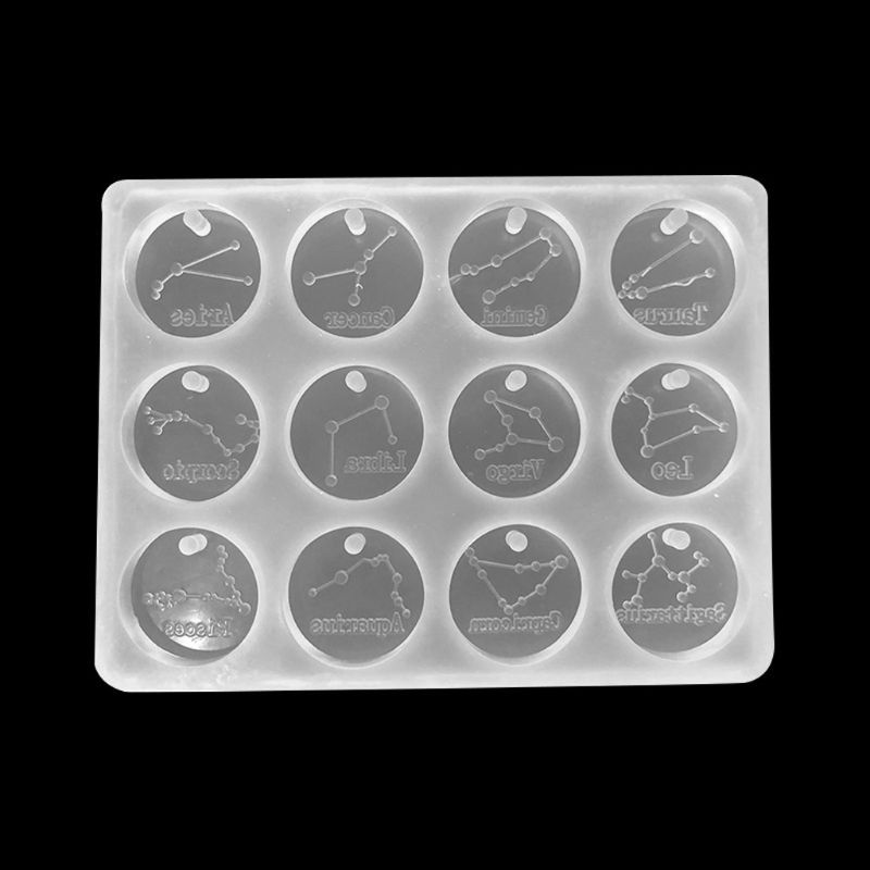12 Constellations Discs Pendant Epoxy Resin Silicone Mold Jewelry Making Tools
