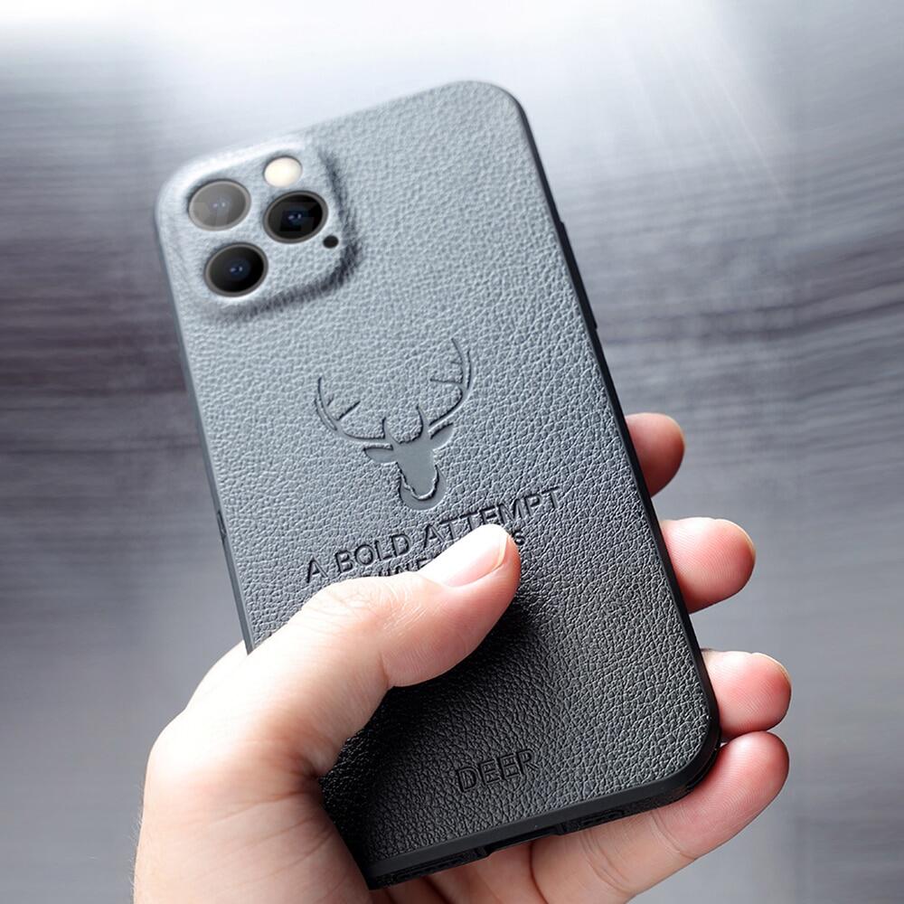 Sang Trọng kết cấu da gọng vuông Trường Hợp Trên Cho iPhone 15 Pro Max 14 Pro Max 13 12 11 Pro Max 13 Mini iPhone X XR XS Máy ảnh chụp Hươu Vỏ chống sốc bảo vệ