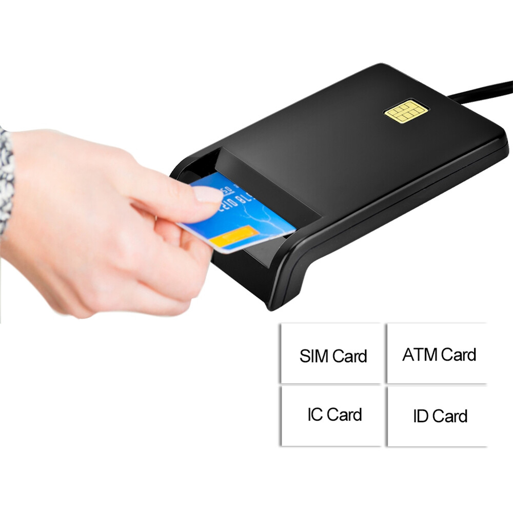 【New High Quality】Original SIM/ATM/IC/ID Bank Card Smart Card Reader USB Adapter Black Smart Card Reader ID Card Reader IC Card Reader SIM Card eader USB Card Reader Card Reader Bank Card Reader