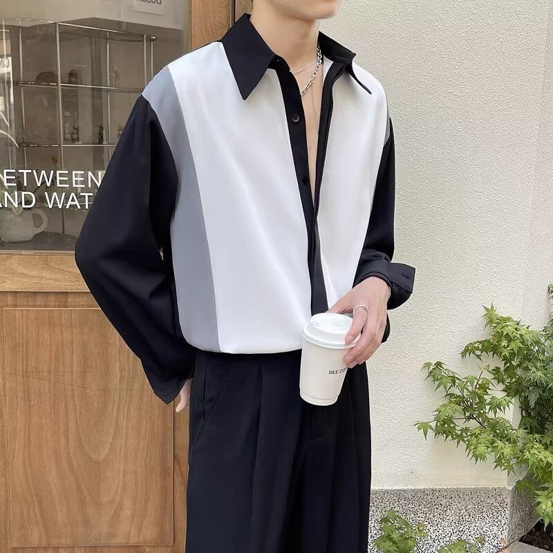 VUNC Men's shirts for loose drape long-sleeved shirts for casual breathable shirts