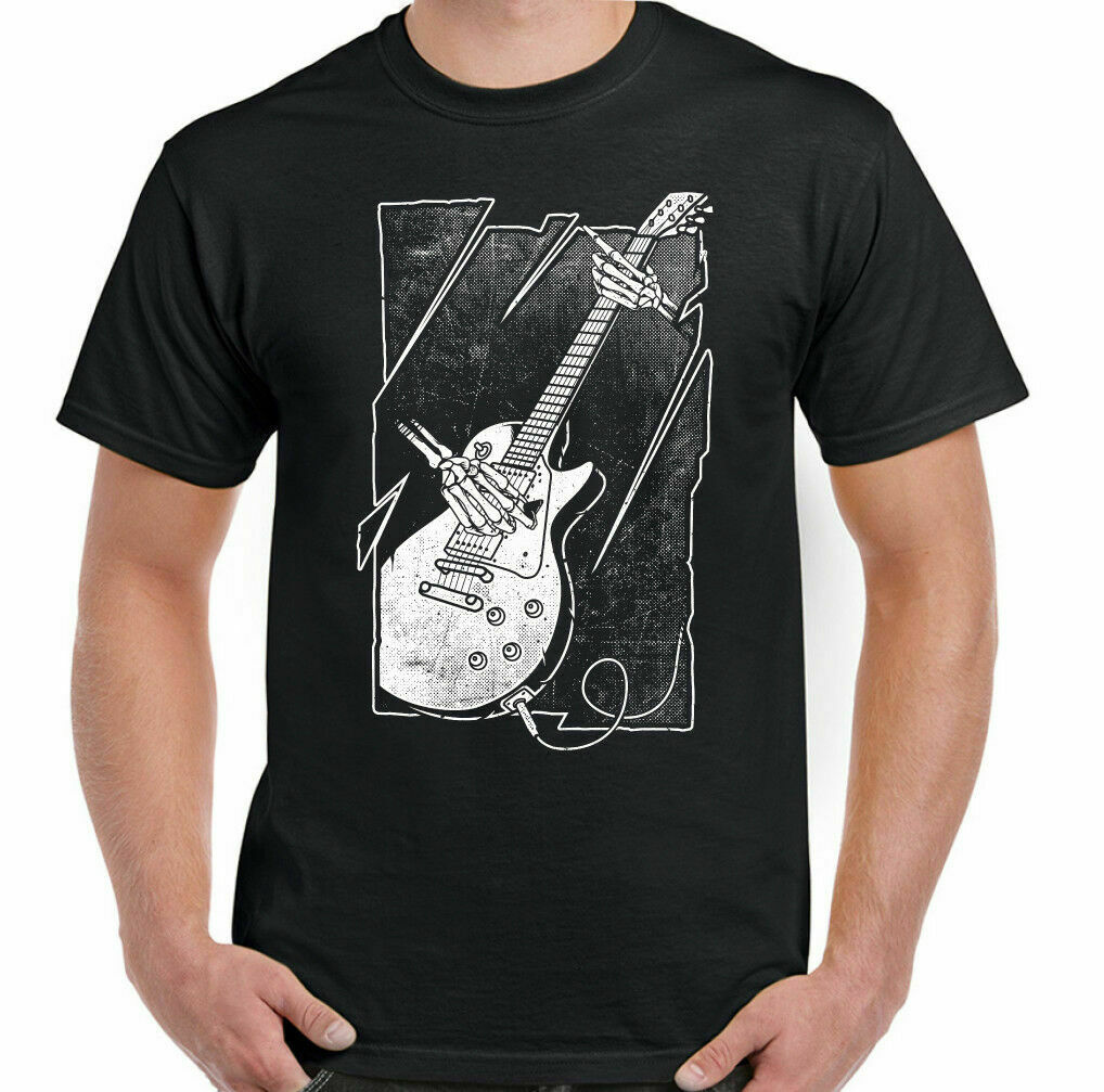 Guitar T-Shirt Guitarist Skeleton Mens 