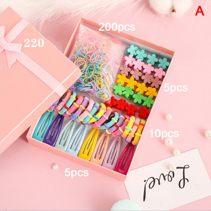 Vishy 870Pc Buộc Tóc Co Giãn BB Dễ Thương Buộc Tóc Cao Su Đáng Yêu Dây Thừng Hoa Kẹp Tóc