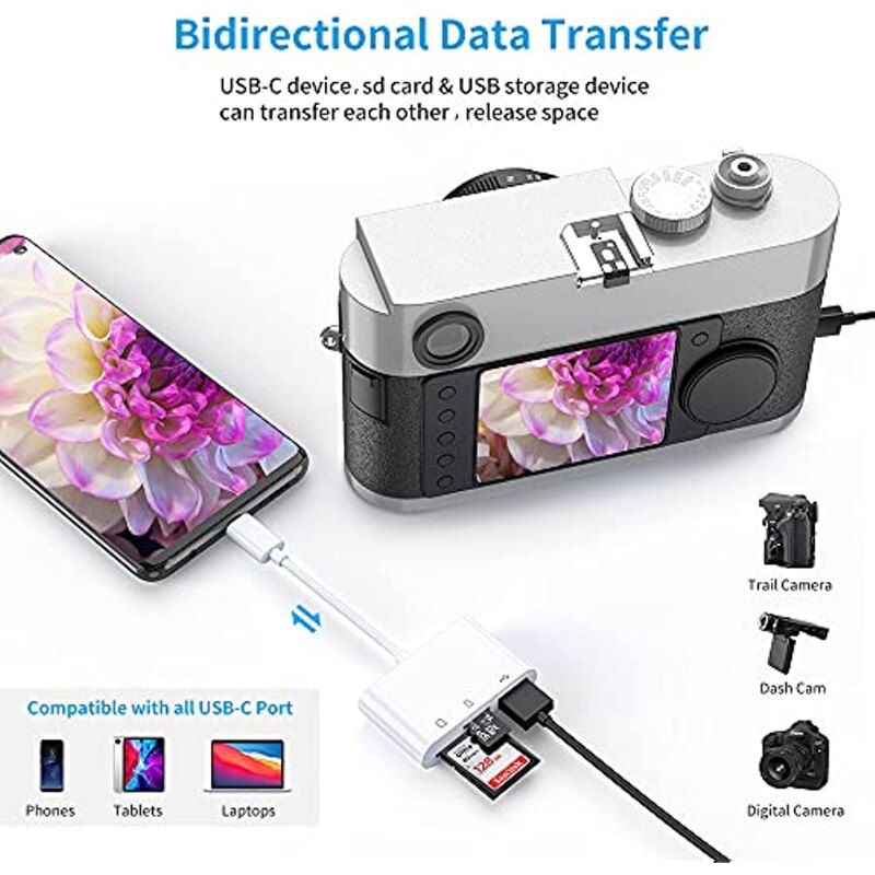 CNAGAIN USB C SD Đầu Đọc Thẻ, Type C Micro SD Đầu Đọc Thẻ TF Đầu Đọc Thẻ, 3 Trong 1 USB C Sang USB Camera Đầu Đọc Thẻ Nhớ Đầu Đọc Thẻ Cho HUAWEI Xiaomi Ipad Pro Và Hơn Thế Nữa
