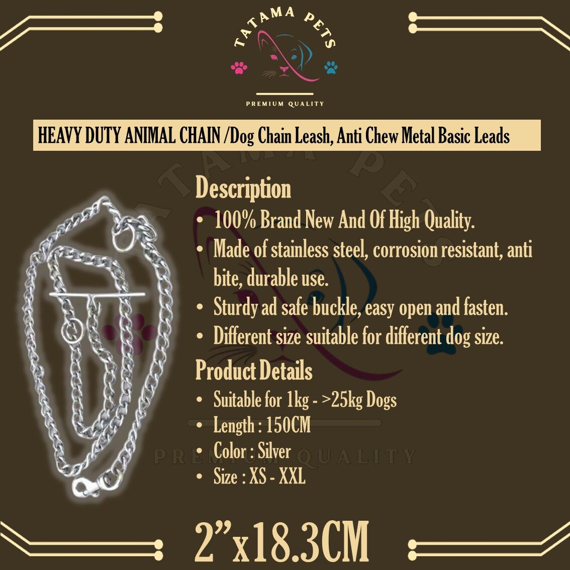 Stainless Steel Heavy Duty Animal Chain /Dog Chain Leash, Anti Chew