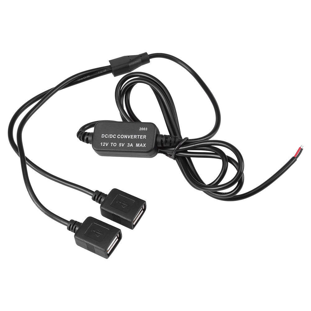Zonejoy Bộ chuyển đổi điện áp DC-DC 12V sang 5V 3A với đầu USB kép sử dụng cho máy nghe nhạc stereo cho xe ô tô/radio/màn hình LED/quạt điện/động cơ - INTL