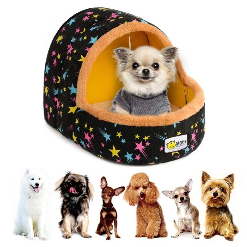 Di động có thể tháo rời mềm ấm thoải mái mùa đông Pet Cave giường Nest với bóng sang trọng Đồ chơi cho mèo mèo con chó con 33x34cm