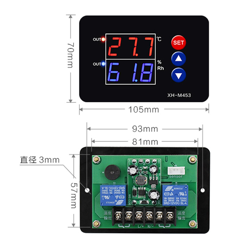 1 cái XH-M453 độ Nhiệt kế chính xác cao tạo độ ẩm công tắc điều khiển kỹ thuật số nhiệt độ và độ ẩm điều khiển
