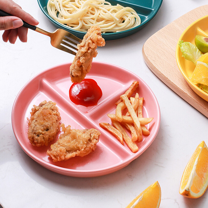 Bộ Đồ Ăn Tấm Chia, Đĩa Uống Để Kiểm Soát Khẩu Phần, Nhựa Tái Sử Dụng 3 Khay Ngăn