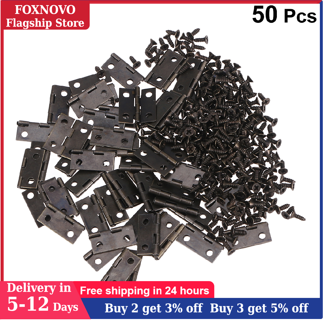 250pcs Metal Hinge with Screws Useful Small Self Closing Hinges Spring Hinge Automatic Hinges for Jewelry Box Wooden Box