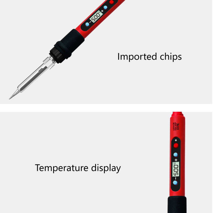 80W Soldering Iron Kit Adjustable Temperature LCD Solder Welding Tools Ceramic Heater Soldering Tips Tweezers Soldering Wire