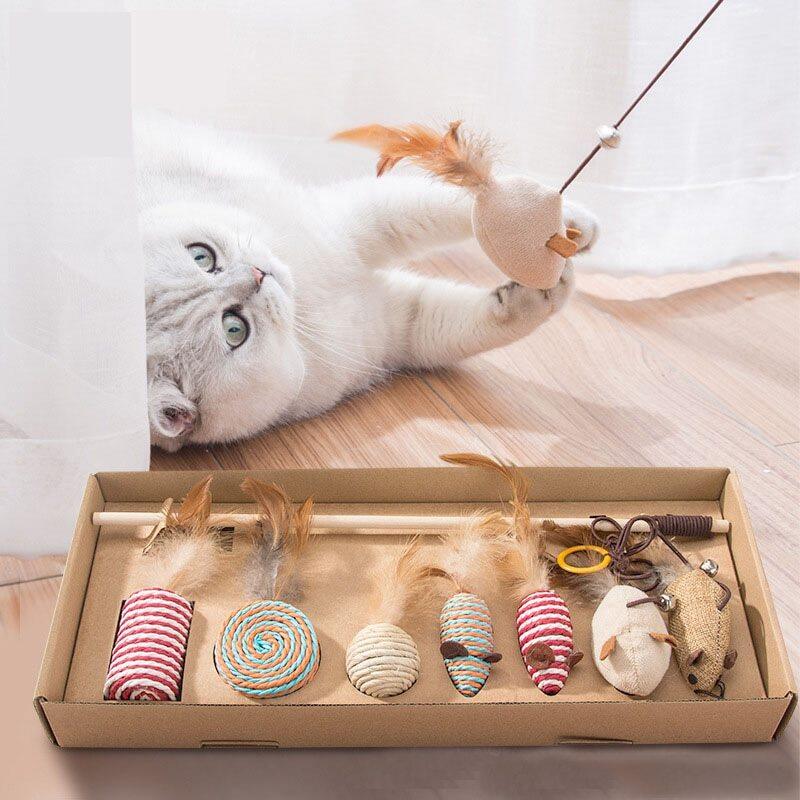 7 Kiểu/1 Bộ Đồ Chơi Cho Mèo Dây Thừng Gậy Tương Tác Vui Nhộn Đồ Chơi Cho Mèo Mèo Con Chuột Trò Chơi Câu Cá Đũa Lông Phụ Kiện Cho Thú Cưng Phụ Kiện