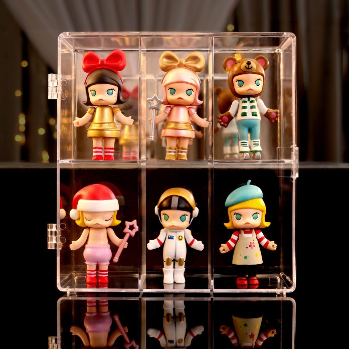 MUZMDNI Clear Rotating Display Case For Pop Mart Dolls - 360° View, Dust-Proof Holder For 5.9-6.7" Figures